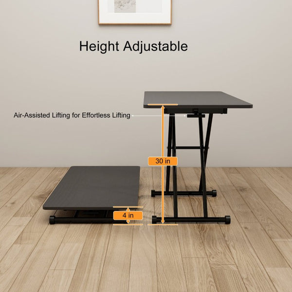 English Elm Adjustable Folding Table with Gas Lift Rolling Casters Portable Foldable Home Office W5290P514791