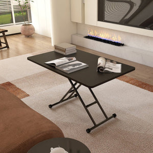 English Elm Adjustable Folding Table with Gas Lift Rolling Casters Portable Foldable Home Office W5290P514791