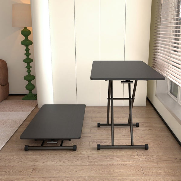 English Elm Adjustable Folding Table with Gas Lift Rolling Casters Portable Foldable Home Office W5290P514791