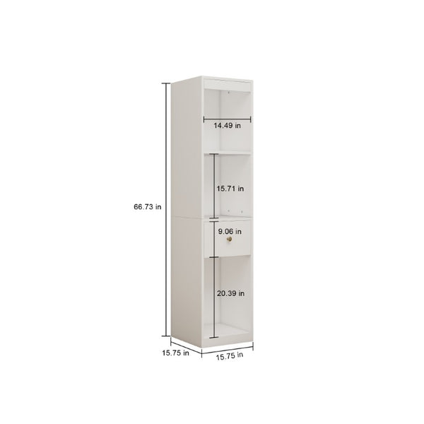 English Elm 31.5X66.73x15.75inch White Tall Narrow Storage Cabinet Set with Drawer and Open Shelves W5290P533268