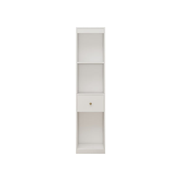 English Elm 31.5X66.73x15.75inch White Tall Narrow Storage Cabinet Set with Drawer and Open Shelves W5290P533268