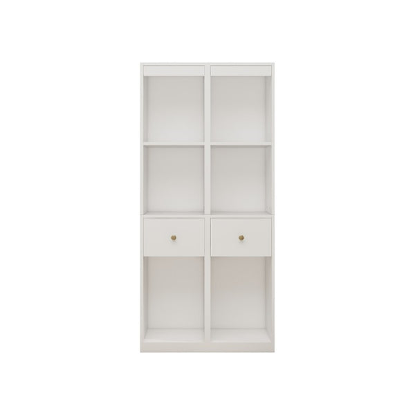 English Elm 31.5X66.73x15.75inch White Tall Narrow Storage Cabinet Set with Drawer and Open Shelves W5290P533268