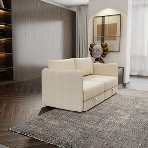 English Elm Modular Fabric Loveseat Sectional with Hidden Storage and Sleeper Function for Small Spaces W5290P534303