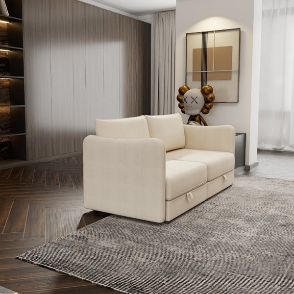 English Elm Modular Fabric Loveseat Sectional with Hidden Storage and Sleeper Function for Small Spaces W5290P534303