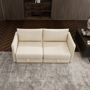 English Elm Modular Fabric Loveseat Sectional with Hidden Storage and Sleeper Function for Small Spaces W5290P534303