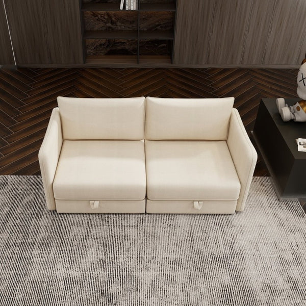 English Elm Modular Fabric Loveseat Sectional with Hidden Storage and Sleeper Function for Small Spaces W5290P534303