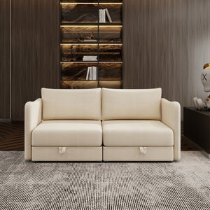 English Elm Modular Fabric Loveseat Sectional with Hidden Storage and Sleeper Function for Small Spaces W5290P534303