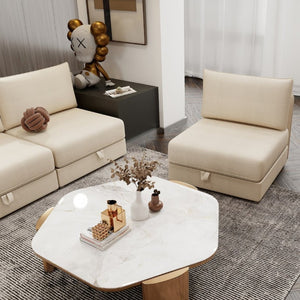 English Elm Modular Fabric Loveseat Sectional with Hidden Storage and Sleeper Function for Small Spaces W5290P534303