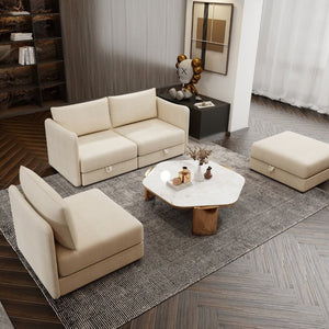 English Elm Modular Fabric Loveseat Sectional with Hidden Storage and Sleeper Function for Small Spaces W5290P534303