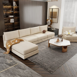 English Elm Modular Fabric Loveseat Sectional with Hidden Storage and Sleeper Function for Small Spaces W5290P534303