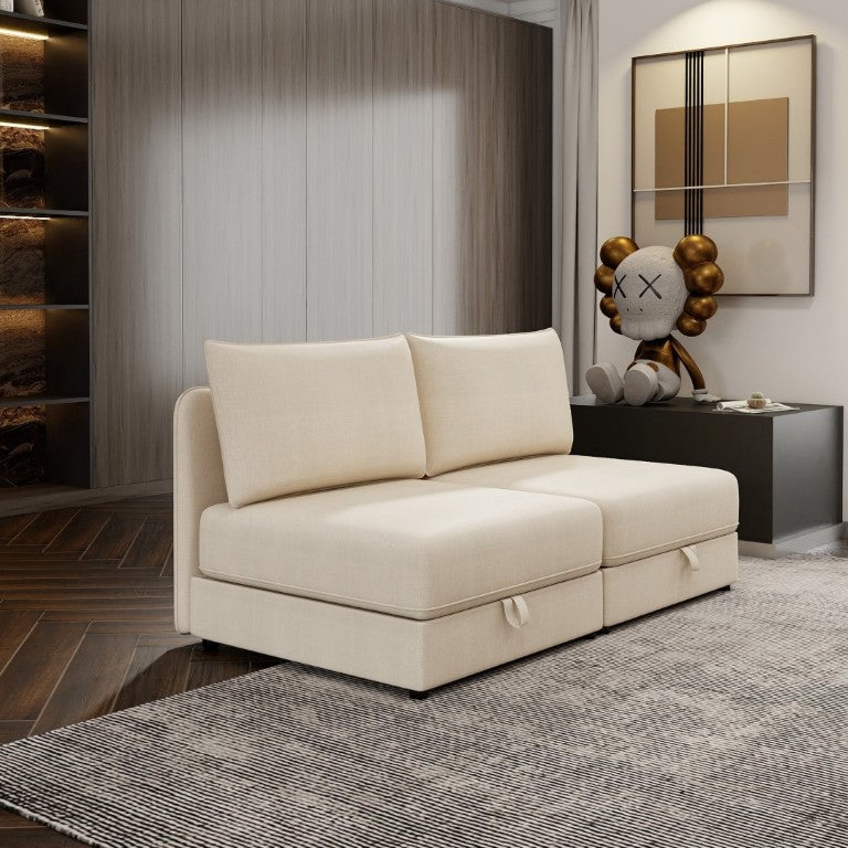 English Elm Modular Fabric Loveseat Sectional with Hidden Storage and Sleeper Function for Small Spaces W5290P534303