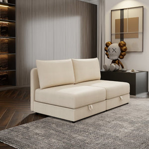 English Elm Modular Fabric Loveseat Sectional with Hidden Storage and Sleeper Function for Small Spaces W5290P534303