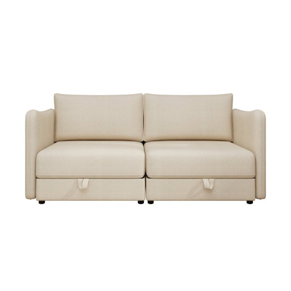 English Elm Modular Fabric Loveseat Sectional with Hidden Storage and Sleeper Function for Small Spaces W5290P534303