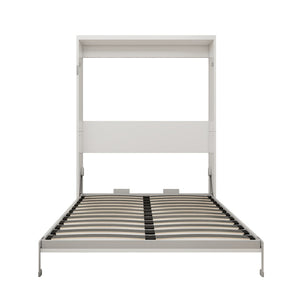 English Elm Easy Assembly Queen Murphy Wall Bed with Fold Down Desk White MDF Space Saver W5290S00011