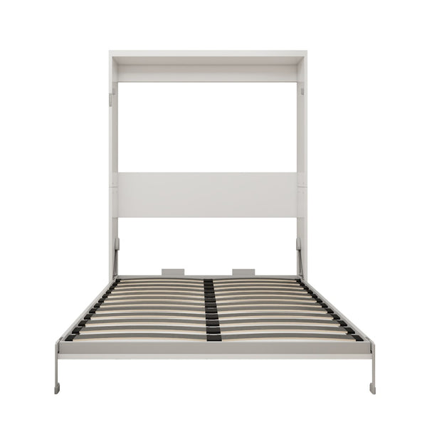 English Elm Easy Assembly Queen Murphy Wall Bed with Fold Down Desk White MDF Space Saver W5290S00011