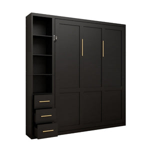 English Elm Murphy Queen Wall Bed with Dual Storage Cabinets Industrial Two Tone Space Saving Frame W5290S00017