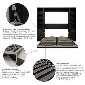 English Elm Space-Saving Full Murphy Bed with Flanking Storage Shelves for Studio or Guest Room W5290S00018