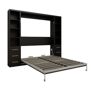 English Elm Space-Saving Full Murphy Bed with Flanking Storage Shelves for Studio or Guest Room W5290S00018