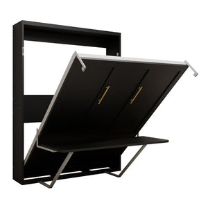 English Elm Queen Murphy Wall Bed with Integrated Desk Hydraulic Folding MDF Cabinet in Black W5290S00019