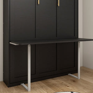 English Elm Queen Murphy Wall Bed with Integrated Desk Hydraulic Folding MDF Cabinet in Black W5290S00019