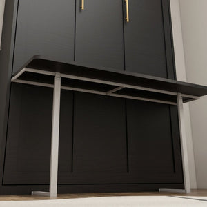 English Elm Queen Murphy Wall Bed with Integrated Desk Hydraulic Folding MDF Cabinet in Black W5290S00019