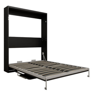 English Elm Queen Murphy Wall Bed with Integrated Desk Hydraulic Folding MDF Cabinet in Black W5290S00019