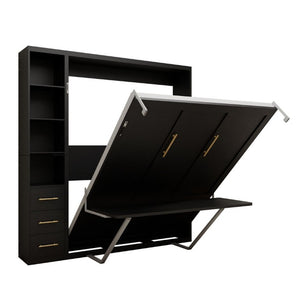 English Elm Queen Murphy Wall Bed with Fold Down Desk Dual Storage Shelves Home Office Cabinet W5290S00020