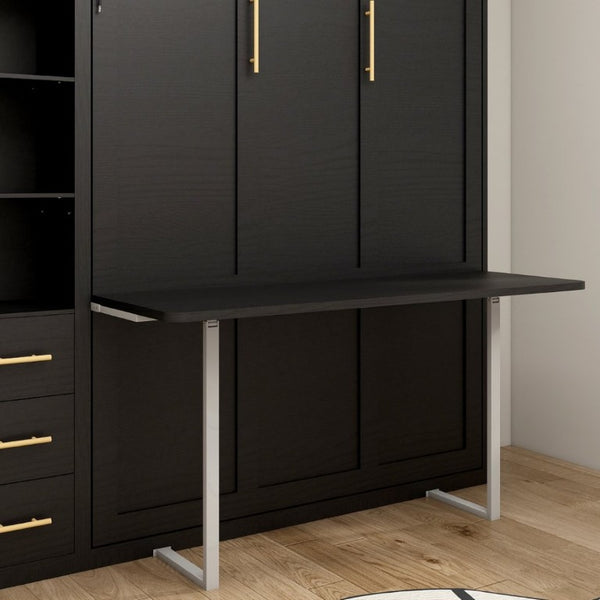 English Elm Queen Murphy Wall Bed with Fold Down Desk Dual Storage Shelves Home Office Cabinet W5290S00020