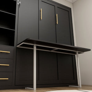 English Elm Queen Murphy Wall Bed with Fold Down Desk Dual Storage Shelves Home Office Cabinet W5290S00020