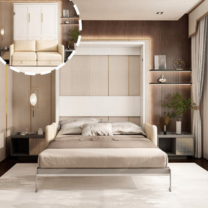 English Elm Murphy Queen Wall Bed with Integrated Sofa Hidden Storage and Hydraulic Fold Down Frame W5290S00022