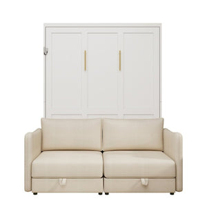 English Elm Murphy Queen Wall Bed with Integrated Sofa Hidden Storage and Hydraulic Fold Down Frame W5290S00022