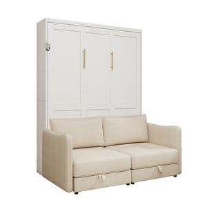 English Elm Murphy Queen Wall Bed with Integrated Sofa Hidden Storage and Hydraulic Fold Down Frame W5290S00022