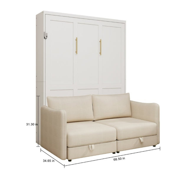 English Elm Murphy Queen Wall Bed with Integrated Sofa Hidden Storage and Hydraulic Fold Down Frame W5290S00022