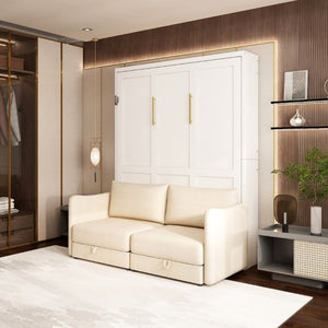 English Elm Murphy Queen Wall Bed with Integrated Sofa Hidden Storage and Hydraulic Fold Down Frame W5290S00022