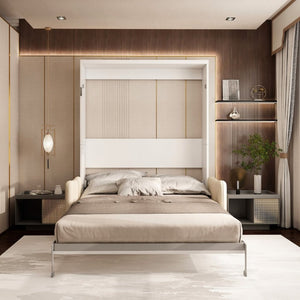 English Elm Murphy Queen Wall Bed with Integrated Sofa Hidden Storage and Hydraulic Fold Down Frame W5290S00022