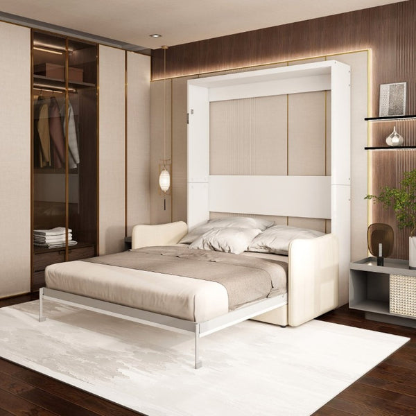 English Elm Murphy Queen Wall Bed with Integrated Sofa Hidden Storage and Hydraulic Fold Down Frame W5290S00022