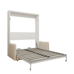 English Elm Murphy Queen Wall Bed with Integrated Sofa Hidden Storage and Hydraulic Fold Down Frame W5290S00022