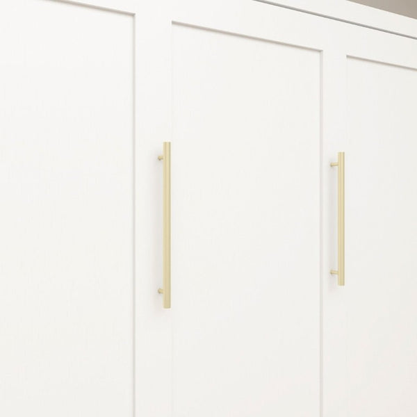 English Elm Multifunctional Queen Murphy Bed with Four Storage Cabinets for Modern Living Spaces White W5290S00025