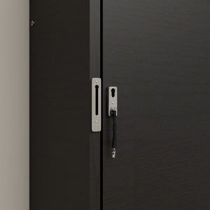 English Elm Multifunctional Queen Murphy Bed with Four Storage Cabinets for Modern Living Spaces Black W5290S00027