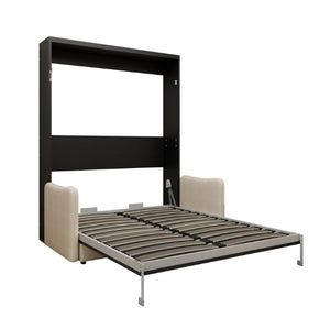 English Elm Easy Assembly Queen Murphy Wall Bed with Attached Sofa and Hidden Storage Cabinet W5290S00029