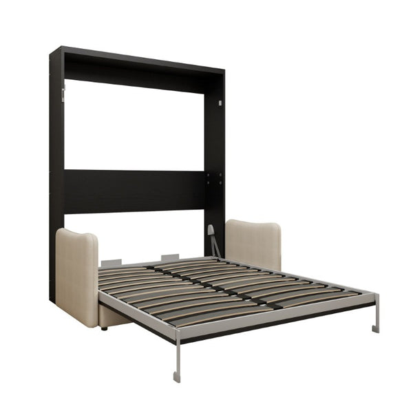 English Elm Easy Assembly Queen Murphy Wall Bed with Attached Sofa and Hidden Storage Cabinet W5290S00029