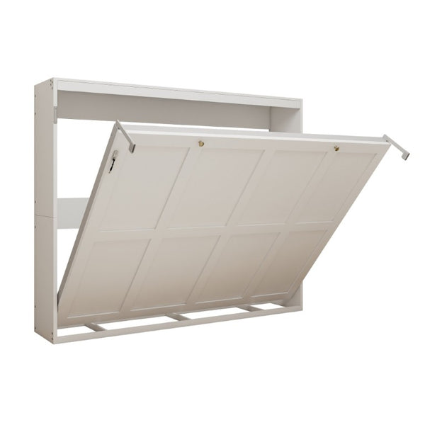 English Elm Horizontal Murphy Bed Queen Wall Hideaway with Hydraulic Lift and Solid Wood Slat Base W5290S00030