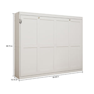 English Elm Horizontal Murphy Bed Queen Wall Hideaway with Hydraulic Lift and Solid Wood Slat Base W5290S00030