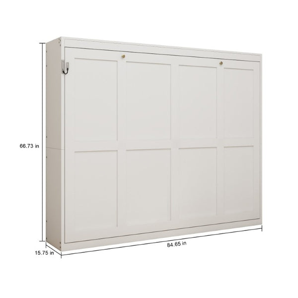 English Elm Horizontal Murphy Bed Queen Wall Hideaway with Hydraulic Lift and Solid Wood Slat Base W5290S00030