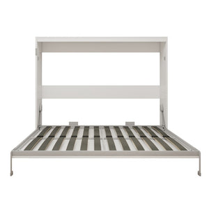 English Elm Horizontal Murphy Bed Queen Wall Hideaway with Hydraulic Lift and Solid Wood Slat Base W5290S00030