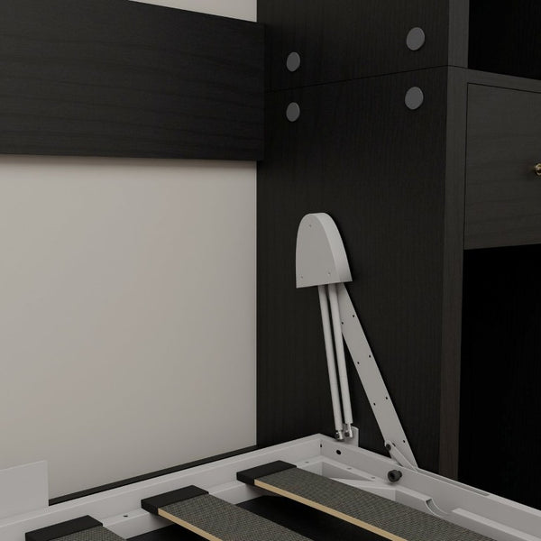 English Elm Queen Wall Murphy Bed with Dual Side Cabinets MDF Frame Space Saving Bedroom W5290S00035