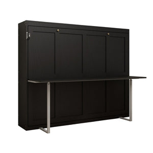 English Elm Queen Murphy Wall Bed Foldaway Cabinet System for Home Office or Guest Room Black W5290S00036