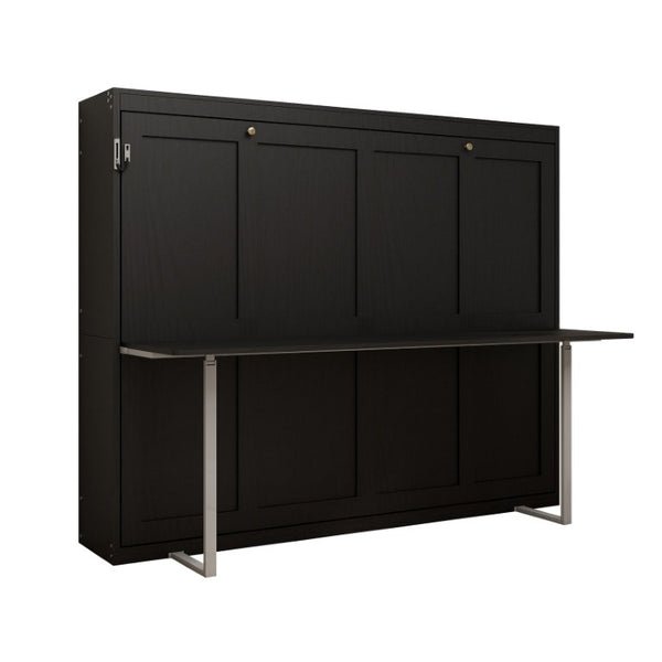English Elm Queen Murphy Wall Bed Foldaway Cabinet System for Home Office or Guest Room Black W5290S00036