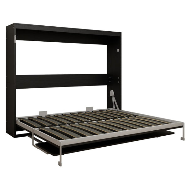 English Elm Queen Murphy Wall Bed Foldaway Cabinet System for Home Office or Guest Room Black W5290S00036