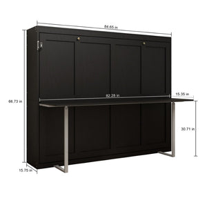 English Elm Queen Murphy Wall Bed Foldaway Cabinet System for Home Office or Guest Room Black W5290S00036